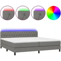 vidaXL Boxspring met matras en LED stof donkergrijs 200x200 cm