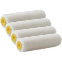 Merkloos Set van 4x stuks muur vacht anti-spat verfrollers velours pluisvrij 2,5 x 10 cm - Verfrollers