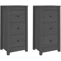 vidaXL Dressoirs 2 st 40x35x80 cm massief grenenhout grijs