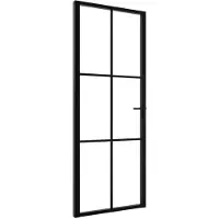 vidaXL Binnendeur 76x201,5 cm ESG-glas en aluminium zwart