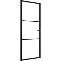 vidaXL Binnendeur 76x201,5 cm ESG-glas en aluminium zwart