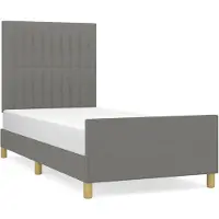 vidaXL Bedframe zonder matras 90x200 cm stof donkergrijs
