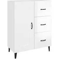vidaXL Dressoir 69,5x34x90 cm bewerkt hout hoogglans wit