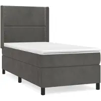 vidaXL Boxspring met matras fluweel donkergrijs 90x190 cm