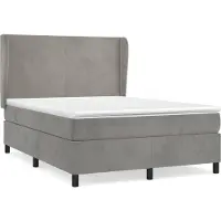 vidaXL Boxspringbed met matras, lichtgrijs, 140x190 cm, fluweel