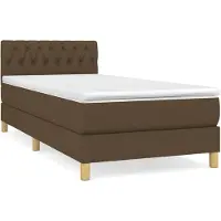 vidaXL Boxspring met matras stof donkerbruin 90x200 cm