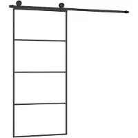 vidaXL Schuifdeur met beslag 90x205 cm ESG-glas en aluminium