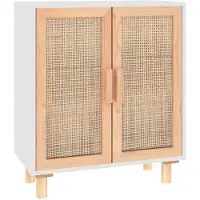 vidaXL Dressoir 60x30x70 cm massief grenenhout en rattan wit
