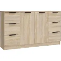 vidaXL Dressoirs 3 st bewerkt hout sonoma eiken