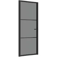 vidaXL Binnendeur 83x201,5 cm ESG-glas en aluminium zwart