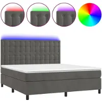 vidaXL Boxspring met matras en LED fluweel donkergrijs 160x200 cm