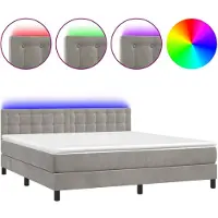 vidaXL Boxspring met matras en LED fluweel lichtgrijs 160x200 cm