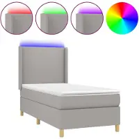 vidaXL Boxspring met matras en LED stof lichtgrijs 90x190 cm