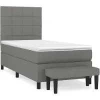 vidaXL Boxspring met matras stof donkergrijs 80x200 cm