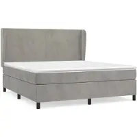 vidaXL Boxspring met matras fluweel lichtgrijs 160x200 cm