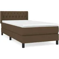 vidaXL Boxspring met matras stof donkerbruin 100x200 cm