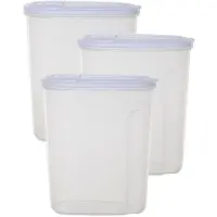 Whitefurze Voedselcontainer strooibus - 3x - transparant - 3 liter - kunststof - 20 x 10 x 24 cm - Voorraadpot
