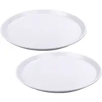 Hega hogar Set van 2x stuks wit rond dienblad/serveerblad van kunststof 34 cm - Dienbladen