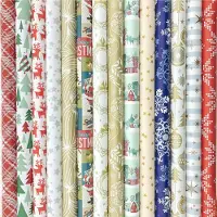 Benza Präsenta cadeaupapier - Assortiment luxe kerstpapier inpakpapier - 200 x 70 cm - 7 rollen
