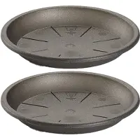 Forte Plastics 2x stuks opvangschaal Plantenpot antraciet rond 30 cm - Plantenpotten