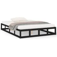 vidaXL Bedframe massief hout zwart 120x190 cm