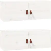 vidaXL Wandkasten 2 st 80x30x30 cm massief grenenhout wit