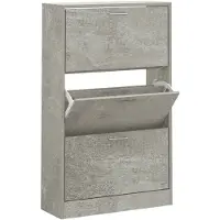 vidaXL Schoenenkast 63x24x103 cm bewerkt hout betongrijs