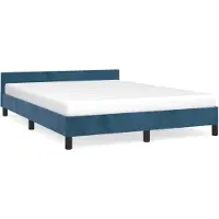 vidaXL Bedframe zonder matras 140x190 cm fluweel donkerblauw