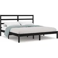 vidaXL Bedframe massief grenenhout zwart 200x200 cm