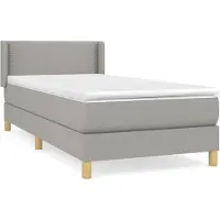 vidaXL Boxspring met matras stof lichtgrijs 100x200 cm
