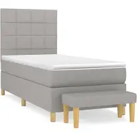 vidaXL Boxspring met matras stof lichtgrijs 90x200 cm