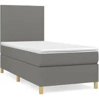 vidaXL Boxspring met matras stof donkergrijs 100x200 cm