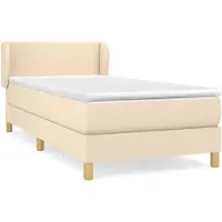 vidaXL Boxspring met matras stof crèmekleurig 90x200 cm