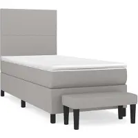 vidaXL Boxspring met matras stof lichtgrijs 80x200 cm