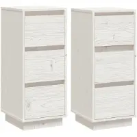 vidaXL Dressoirs 2 st 32x34x75 cm massief grenenhout wit