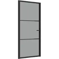 vidaXL Binnendeur 93x201,5 cm ESG-glas en aluminium zwart