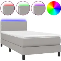 vidaXL Boxspring met matras en LED stof lichtgrijs 80x200 cm