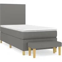 vidaXL Boxspring met matras stof donkergrijs 100x200 cm