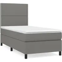 vidaXL Boxspring met matras stof donkergrijs 90x200 cm