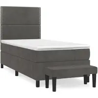 vidaXL Boxspring met matras fluweel donkergrijs 90x190 cm