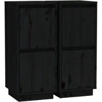 vidaXL Dressoirs 2 st 31,5x34x75 cm massief grenenhout zwart