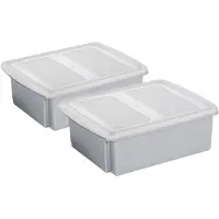 Sunware set van 2x opslagboxen kunststof 17 liter lichtgrijs 45 x 36 x 14 cm met deksel - Opbergbox