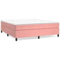 vidaXL Boxspringbed met matras, roze, 200x200 cm, fluweel