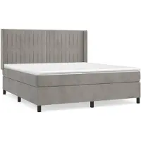 vidaXL Boxspring met matras fluweel lichtgrijs 180x200 cm