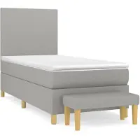 vidaXL Boxspring met matras stof lichtgrijs 100x200 cm