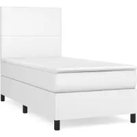 vidaXL Boxspring met matras kunstleer wit 90x200 cm