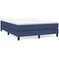 vidaXL Boxspring met matras stof blauw 140x190 cm