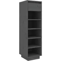 vidaXL Schoenenkast 30x34x105 cm massief grenenhout grijs