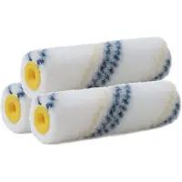 Merkloos Set van 3x stuks muur vacht anti-spat verfrollers nylon pluisvrij 3,1 x 10 cm - Verfrollers