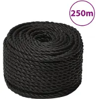 vidaXL Werktouw 14 mm 250 m polypropeen zwart